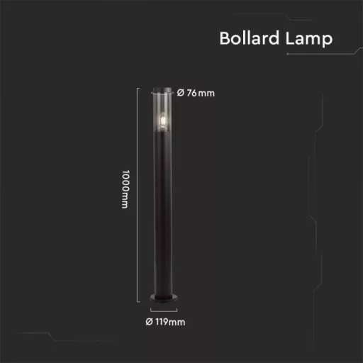 V-TAC Kerti állólámpa E27 1000mm IP44 - fekete - 10472
