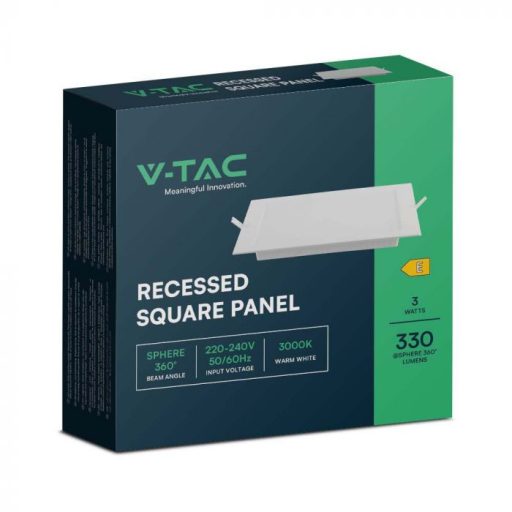 V-TAC Süllyeszthető négyzet alakú MINI LED panel 3W 4000K - 10478