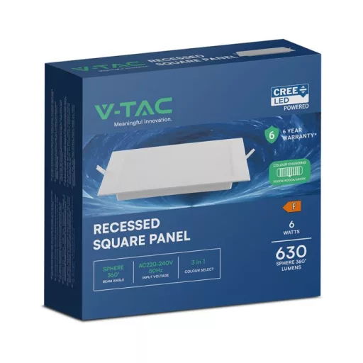 V-TAC Süllyeszthető négyzet alakú MINI LED panel 6W CCT (CREE Chip) - 104806