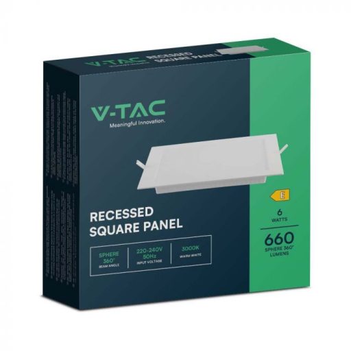V-TAC Süllyeszthető négyzet alakú MINI LED panel 6W 6500K - 10482