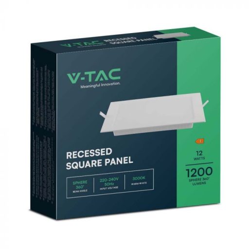 V-TAC Süllyeszthető négyzet alakú MINI LED panel 12W 3000K - 10483