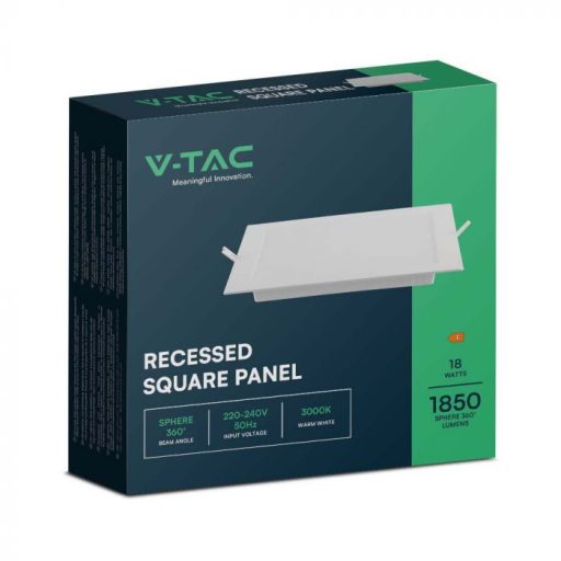 V-TAC Süllyeszthető négyzet alakú MINI LED panel 18W 4000K - 10487