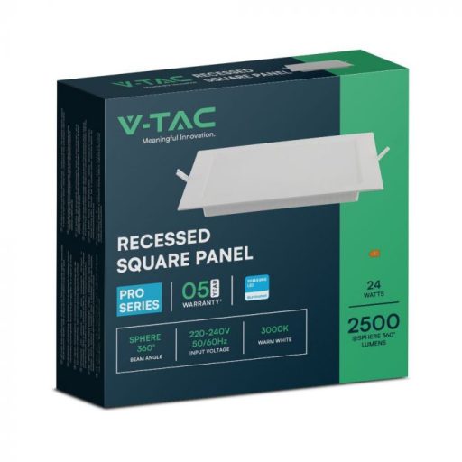V-TAC Süllyeszthető négyzet alakú MINI LED panel 24W 3000K (SAMSUNG CHIP) - 104891