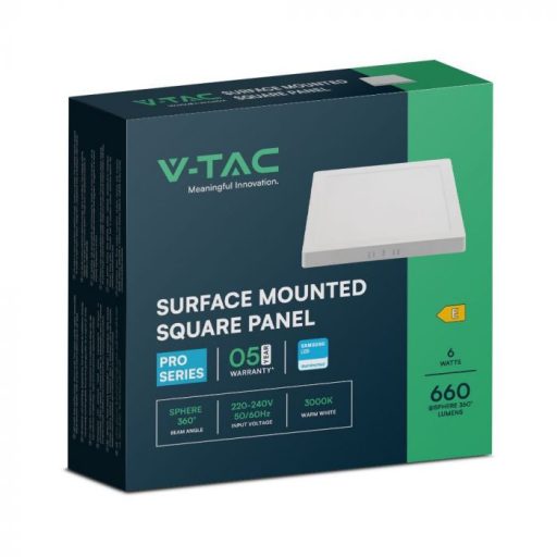V-TAC Falon kívüli négyzet alakú LED panel 6W 3000K (SAMSUNG CHIP) - 104921