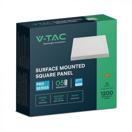 V-TAC Falon kívüli négyzet alakú LED panel 12W 3000K (SAMSUNG CHIP) - 104951