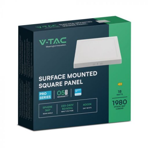 V-TAC Falon kívüli négyzet alakú LED panel 18W 4000K (SAMSUNG CHIP) - 104991