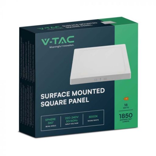 V-TAC Falon kívüli négyzet alakú LED panel 18W 6500K - 10500