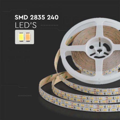 V-TAC LED szalag SMD2835 240LED/M 21W/M 2340lm/M 24V IP20 -15mm széles -3in1K - 10554