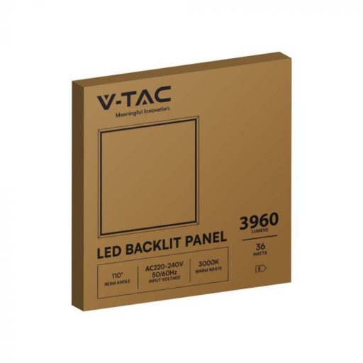 V-TAC Backlit LED panel 36W 110lm/W 595 x 595 mm 3000K  - 10557