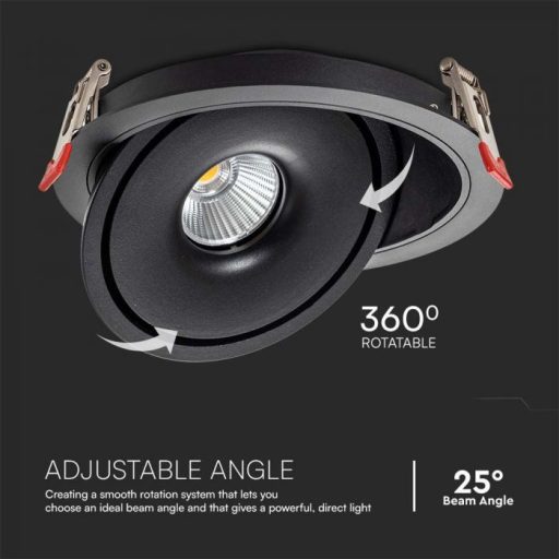 V-TAC Led Mélysugárzó - Beépíthető - COB 12W 3in1 - 10578
