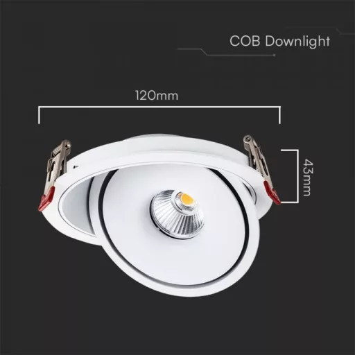 V-TAC Led Mélysugárzó - Beépíthető - COB 12W 3in1 - 10579