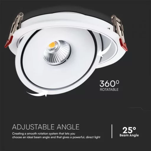 V-TAC Led Mélysugárzó - Beépíthető - COB 12W 3in1 - 10579