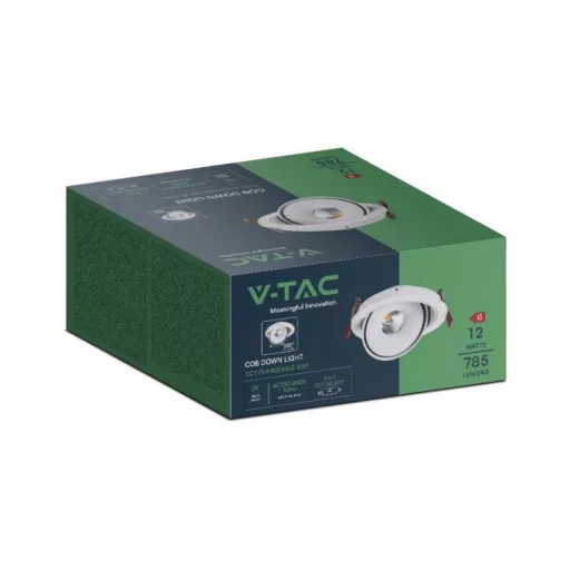 V-TAC Led Mélysugárzó - Beépíthető - COB 12W 3in1 - 10579
