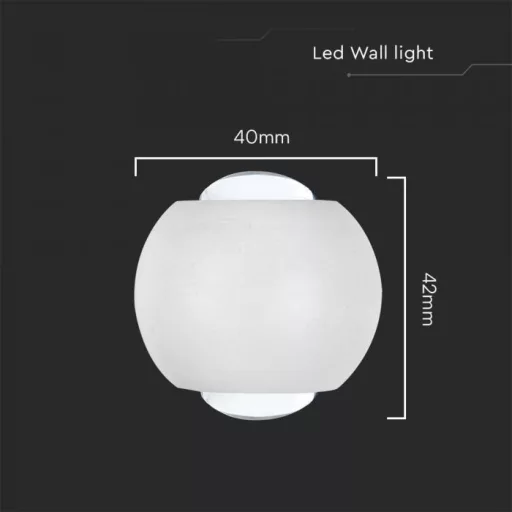 V-TAC LED 2W Fali lámpatest, Fehér - 3000K - IP54 - 10585