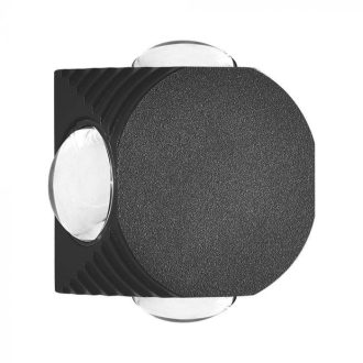   V-TAC LED 4W Fali lámpatest négyzet, Fekete - 3000K - IP54 - 10588