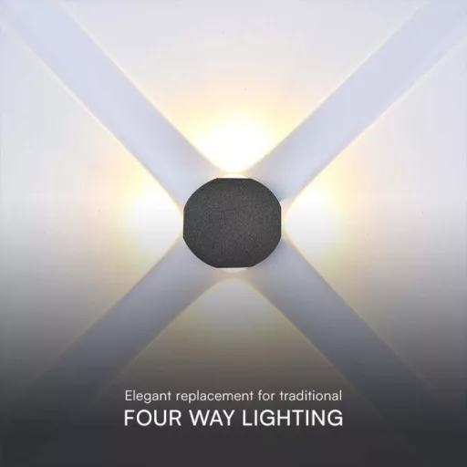 V-TAC LED 4W Fali lámpatest négyzet, Fekete - 3000K - IP54 - 10588