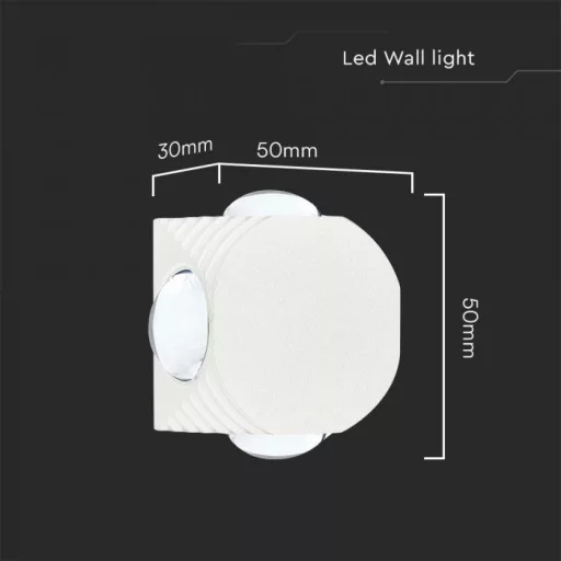 V-TAC LED 4W Fali lámpatest négyzet, Fehér - 3000K - IP54 - 10589