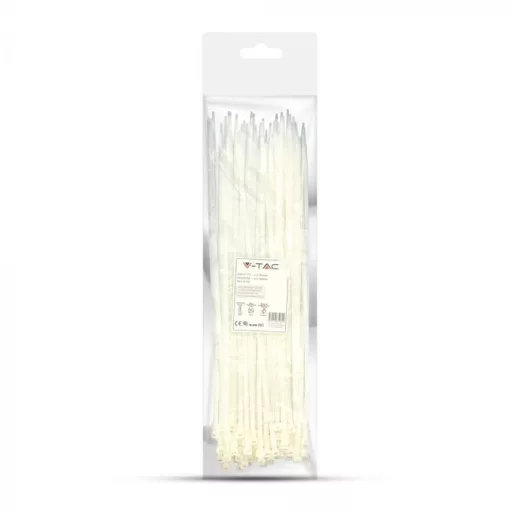 V-TAC Kábelkötegelő csomag (100db) 4,5x350 mm - fehér - 11175