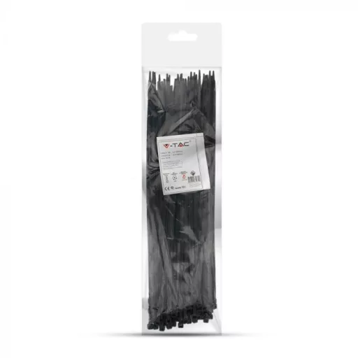 V-TAC Kábelkötegelő csomag (100db) UV álló 4,5x350 mm - fekete - 11176