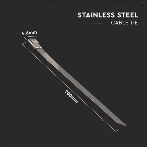 V-TAC Rozsdamentes Kábelkötegelő csomag (100db) 4,6x200 mm - szürke - 11188