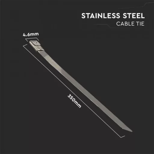 V-TAC Rozsdamentes Kábelkötegelő csomag (100db) 4,6x350 mm - szürke - 11191