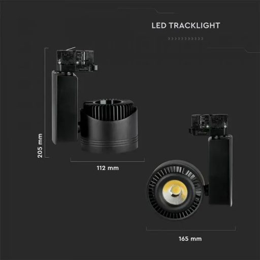 V-TAC 33W LED COB SÍNES LÁMPA CRI>95 fekete test 5000K - 1235