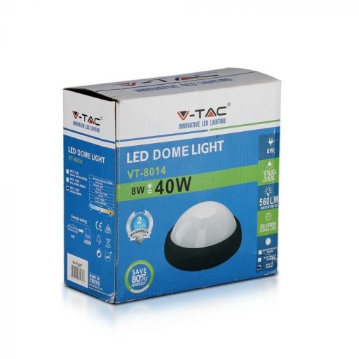 V-TAC LED mennyezeti lámpatest, fekete 8W 6000K - 1262