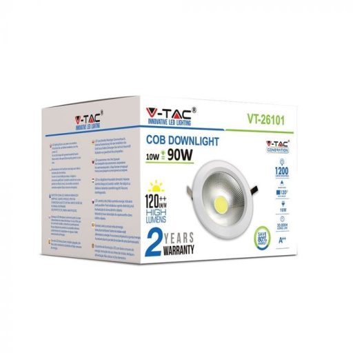 V-TAC Led beépíthető COB 10W  120lm/W 4500K - 1271