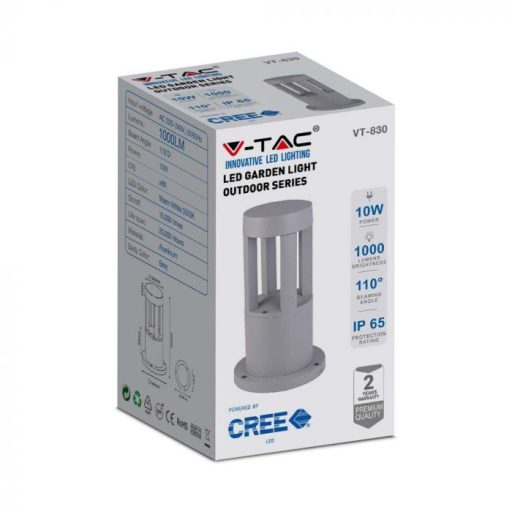 V-TAC 10W LED kerti lámpa CREE CHIP 25cm szürke színű 3000K - 128319