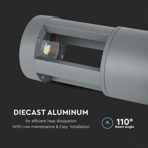 V-TAC 10W LED kerti lámpa CREE CHIP 25cm szürke színű 3000K - 128319