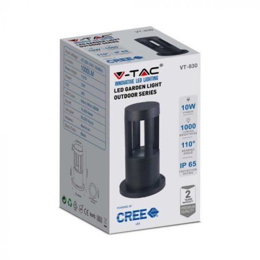 V-TAC 10W LED kerti lámpa CREE CHIP 25cm fekete színű 4000K - 128323