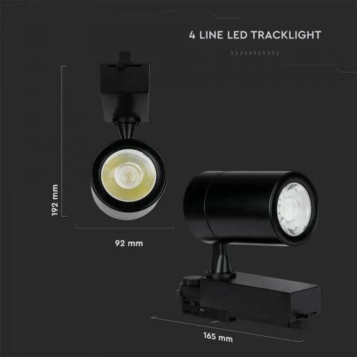 V-TAC 35W LED SÍNES LÁMPA fekete test 3000K - 1285