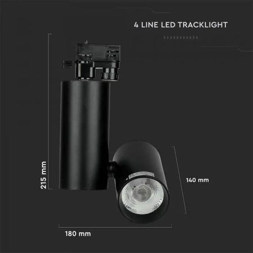 V-TAC 30W LED SÍNES LÁMPA fekete test 6400K - 1297