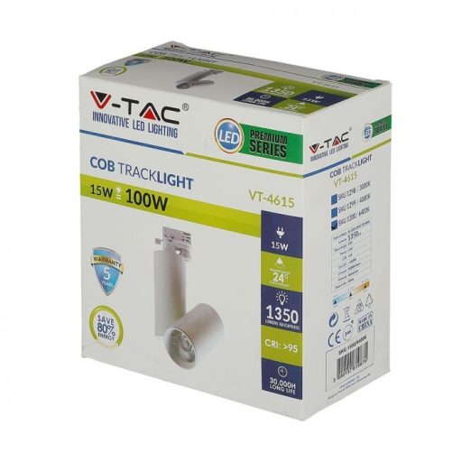 V-TAC 15W LED SÍNES LÁMPA fehér test 6400K - 1300