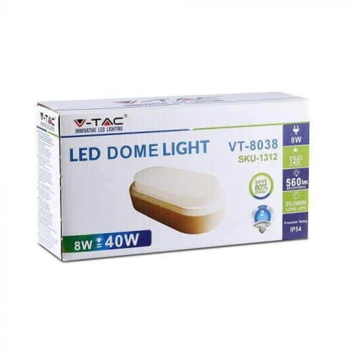 V-TAC LED ovális lámpatest fehér 8W 3000K - 1311