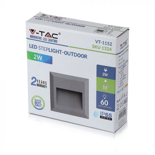 V-TAC Led lépcsőlámpa 2W szürke 3000K - 1325