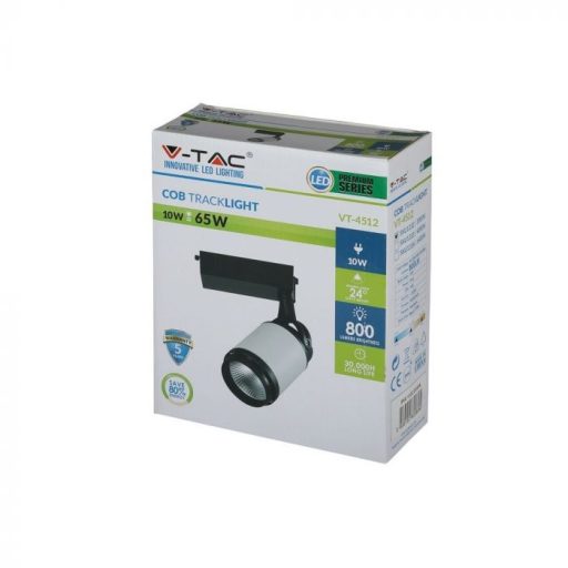 V-TAC 10W LED SÍNES LÁMPA Fekete Fehér test 6400K - 1334