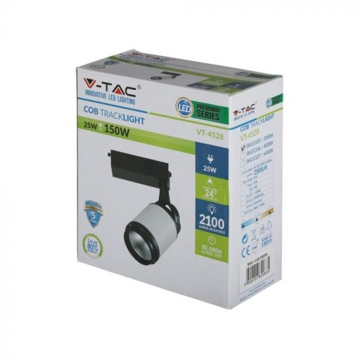 V-TAC 25W LED SÍNES LÁMPA Fekete Fehér test 6400K - 1337
