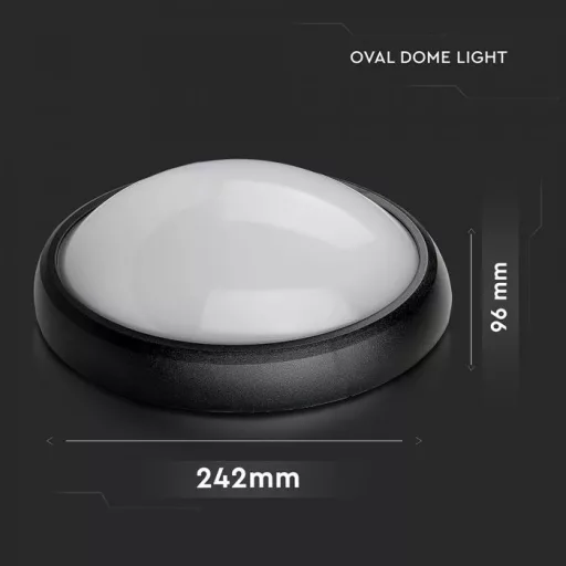 V-TAC LED 12W mennyezeti lámpatest ovális, fekete 3000K - 1350