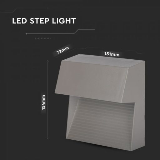V-TAC Led lépcsőlámpa négyzet forma 3W szürke 3000K - 1400