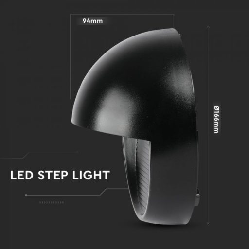 V-TAC Led lépcsőlámpa kerek forma 3W fekete 4000K - 1405