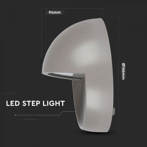 V-TAC Led lépcsőlámpa kerek forma 3W szürke 4000K - 1407