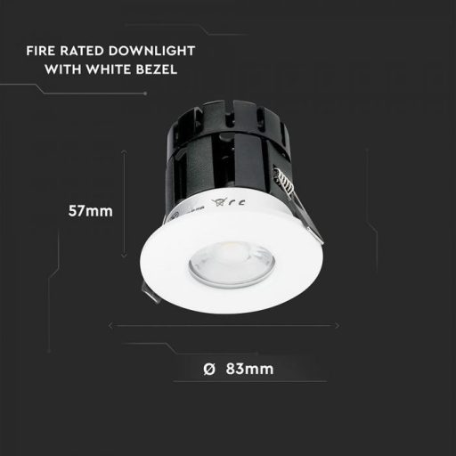 V-TAC LED IP65 10W tűzálló beépíthető mélysugárzó, Wifi smart, dimmelhető, 3 az 1-ben (CCT) - 1424