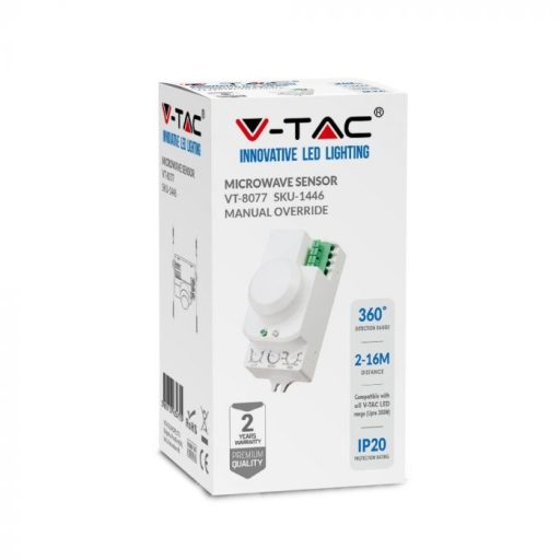 V-TAC  Mikrohullámú mozgásérzékelő 180°/360° - 1446
