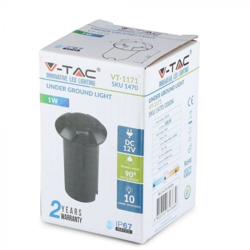 V-TAC Led Talajlámpa négy irányú 1W fekete 6500K - 1472
