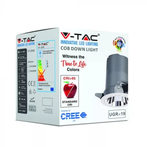 V-TAC 35W LED COB Hotel Mélysugárzó 24'D 3000K - 1477