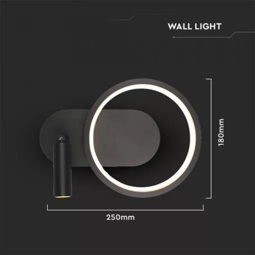 V-TAC LED 12W mennyezeti lámpa fekete  - 4000K - 14982
