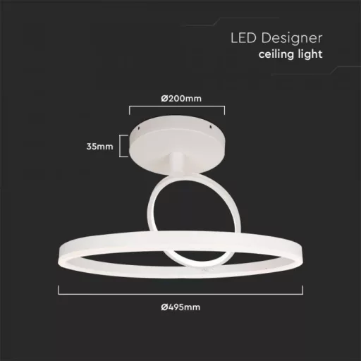 V-TAC LED 38W mennyezeti lámpa fehér - 3000K - 14984