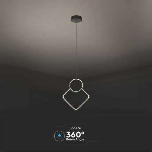V-TAC LED Függeszték lámpa 12W - fekete -  4000K - 14999