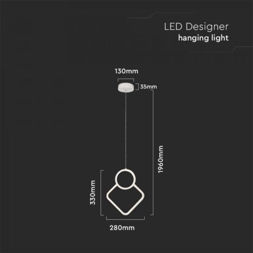 V-TAC LED Függeszték lámpa 12W - fehér -  4000K - 15338